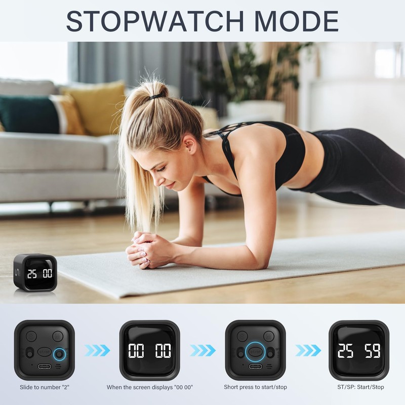 Rotating Pomodoro Timer 5, 25, 10 50 Minutes Preset, Desk