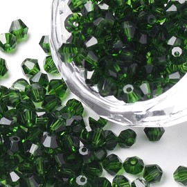 Preciosa Bohemian Crystal Beads, 4 mm, Bicone Beads, Czech Beads, Glass Beads, Bicone Beads (Olivine), Pack of 40