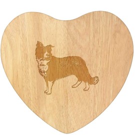 'Border Collie Sheepdog' Wooden Heart Shaped Chopping/Cutting Board (WB00043380)
