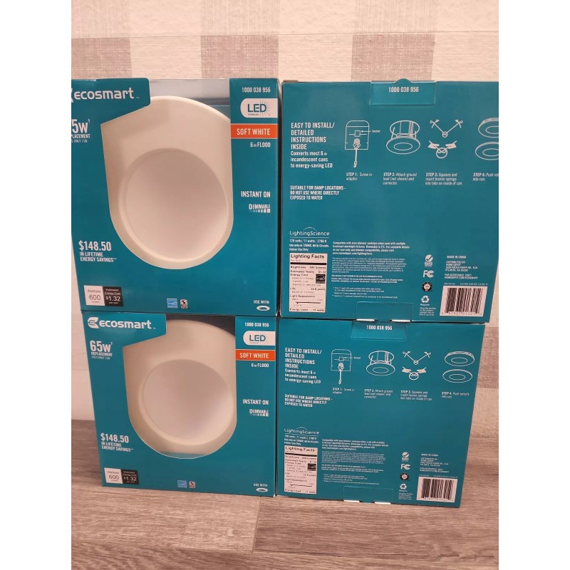 EcoSmart 4 Pk EcoSmart 65W Soft White 2700K Dimmable LED