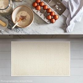 Artoid Mode Beige Machine Washable Non Slip Doormat,Soft Absorbent and Stain Resistant Kitchen Rugs for Sink Hallway Bathroom and Laundry 17x29 Inch