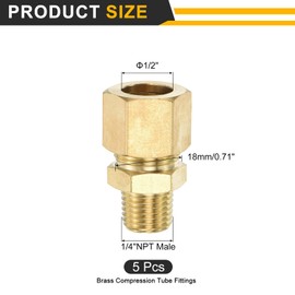 QUARKZMAN 3 Stück Messing Rückschlagventil, 1/2" Außendurchmesser x 1/4" NPT Schraubfitting Kupferrohrverbindung Verbinder Gerade Union Fittings für Rohrleitungen, Luftkompressoren