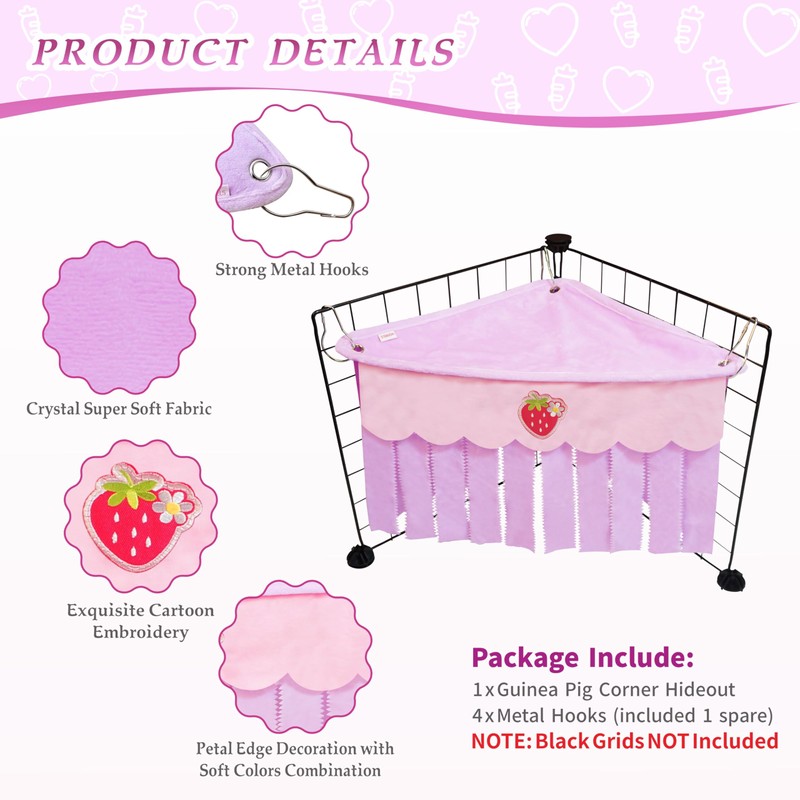 VOZRELS Guinea Pig Hideout, Cute Guinea Pig Corner Fleece Forest