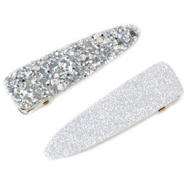 JewelVOX Hair Accessories, Glitter, Sequins, Set of 2, Mini Clip, Silver, Select
