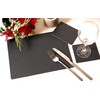 Set of 4 Charcoal Elementary Leatherboard Placemats and 4 Coasters