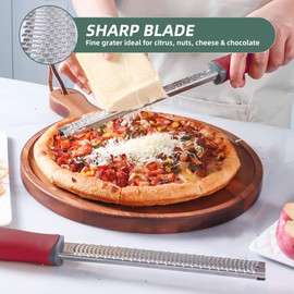 Lemon Zester Grater, Citrus Zester Grater with Handle, Kitchen Gadgets for Cheese, Lemon, Chocolate, Nutmeg, Ginger, Fruit, Vegetable, Stainless Steel Micro Cheese Grate, Dishwasher Safe(Narrow)