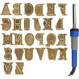 Wood Burning Letters Tips,Uppercase Alphabet HotStamps Set for Branding and Personalization of Wood, Leather, and Other Surfaces With Pen