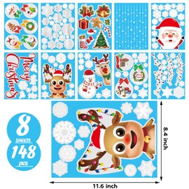Funnlot Christmas Window Stickers 10 Sheets Christmas Window Decorations Double Sided Christmas Snowflake Christmas Window Clings Christmas Window Decals for Xmas Party Supplies Holiday Decorations