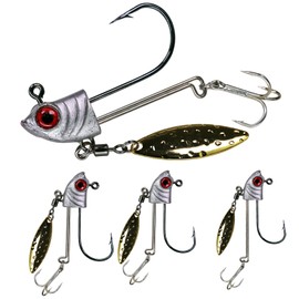 QualyQualy Fishing Jig Heads Bladed Weighted Underspin Jig Heads with Willow Blade for Walleye Bass Crappie Trout 3/5oz 5Pcs