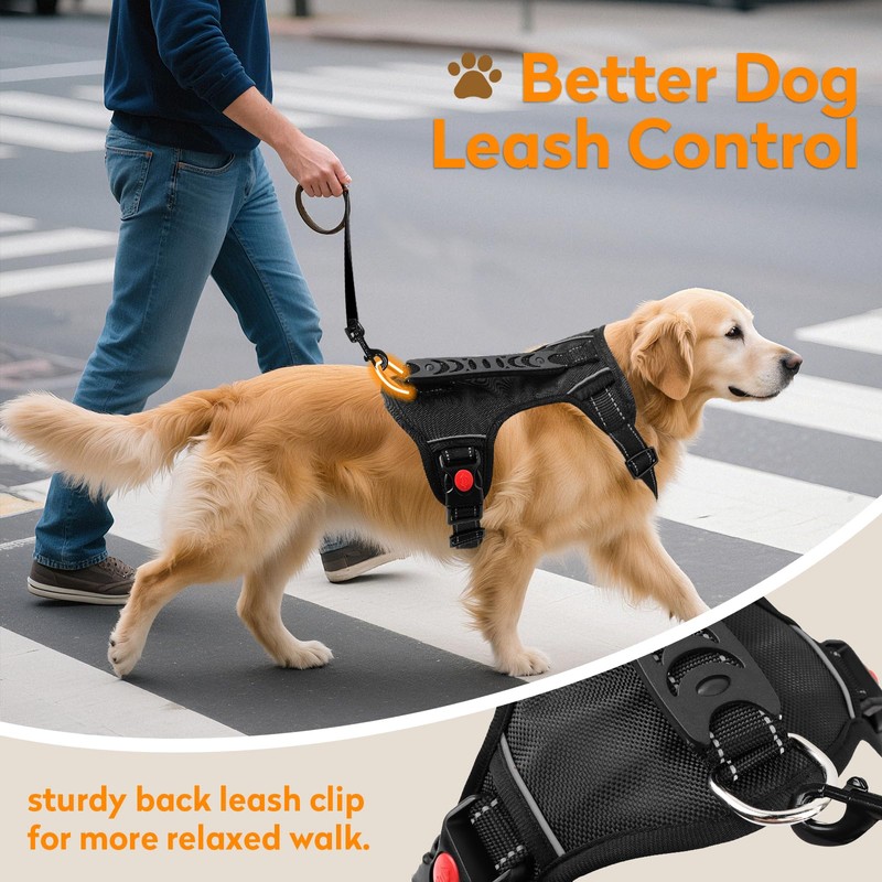 PWOD No Pull Dog Harness with 2 Leash Clips, Reflective
