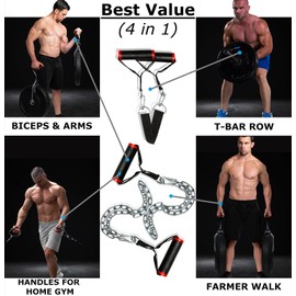 VIKINGSTRENGTH Farmers Walk Handles, Strongman Equipment in Pair + t-bar Row Handles Viking Press Attachment + V-Strength Workout App