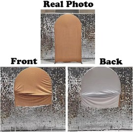 KONPON Brown Ripples Arched Frame Fabric Cover for Birthday Partied Double-Sided Stretchy Chiara Backdrops Arched Wall Stands Covers Arch Backdrop Cover 2.5x6ft