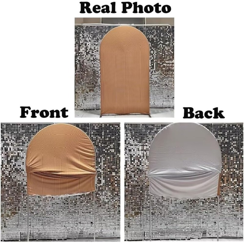 KONPON Brown Ripples Arched Frame Fabric Cover for Birthday Partied