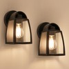 LUTEC 2 Pack Outdoor Wall Light Fixtures, Exterior Waterproof Wall Lantern with Clear Glass Shade, Aluminum Modern Matte Black Porch Sconce Outdoor Lighting for Garage Entryway Yard