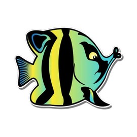Tropical Cute Funny Fish - 3" Vinyl Sticker - for Car Laptop I-Pad Phone Helmet Hard Hat - Waterproof Decal