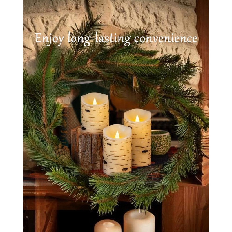 Comenzar Flameless Candles Birch Bark Candle LED Candles Home Decor