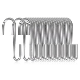 Marine Aurora 20PCS Silver S Hooks for Hanging, Stainless Steel Metal S-Hooks, Heavy Duty S-Shaped Hook, Sturdy and Won't deform,Small S Hook for Kitchen Utensils, Bedroom, Office, Garden