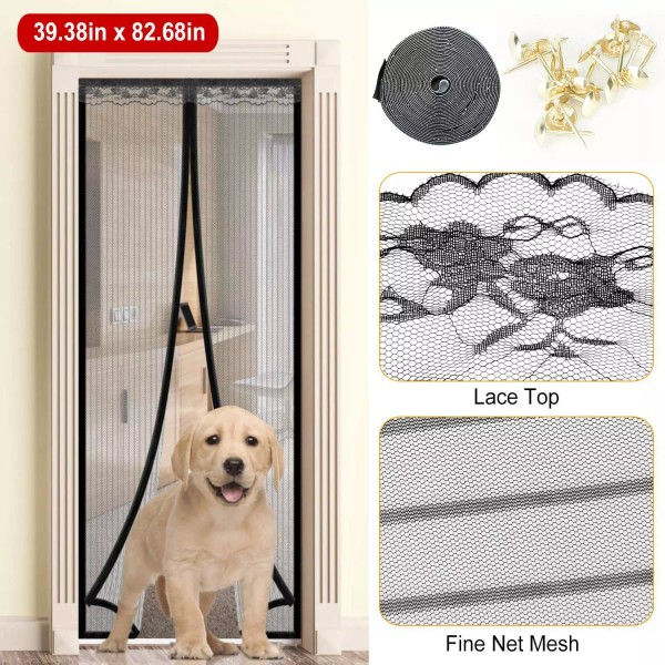 NewHome Hands-Free Magnetic Screen Door Mesh Net Anti Mosquito Fly