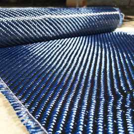 KARBXON - 5 ft x 1 Meter Wide (39.8 in) - Carbon Fiber Aramid Fabric - Blue - 3K - 240g/meter - Twill Weave Wide Hemmed Fabric for Repair, DIY Projects 60" x 39" roll