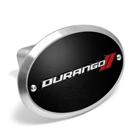 iPick Image Made for Dodge Durango 3D Logo on Black Oval Billet Aluminum 2 inch Tow Hitch Cover