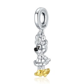 HAEPIAR S925 Charm Silver Bracelet Necklace Sterling Silver Dangles 100Th Mouse, Tigger for Women Girls, Silver