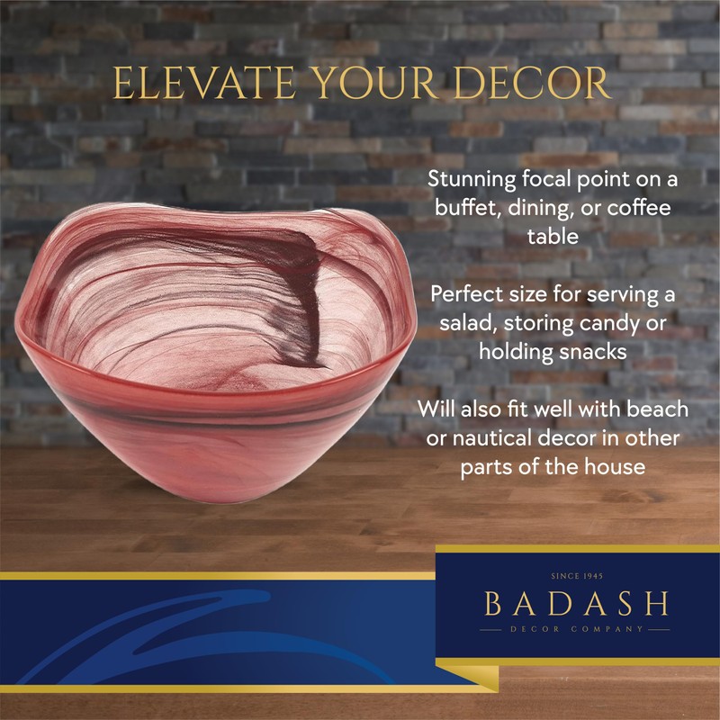 Badash Terracotta Alabaster Glass 10" Bowl