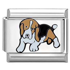 Quiges - 9mm Italian Style Charm Link Module Stainless Steel Cool beegle Dog for Italian Style Bracelets
