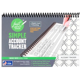 The Superior Register - Simple Account Tracker - Big Checkbook Register & Financial Ledger - Debit Card Register - Bank Register - 1 Pack, White, Wide Edition
