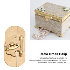 Jewelry Box Antique Lock Latch Hasp Hinges Handle Box Corner Protectors Kit, Antique Latch Lock, Jewelry Box Latch Brass Hasp Clasp Latch Lock with Screws Antique Latch Hook Hasp Closure