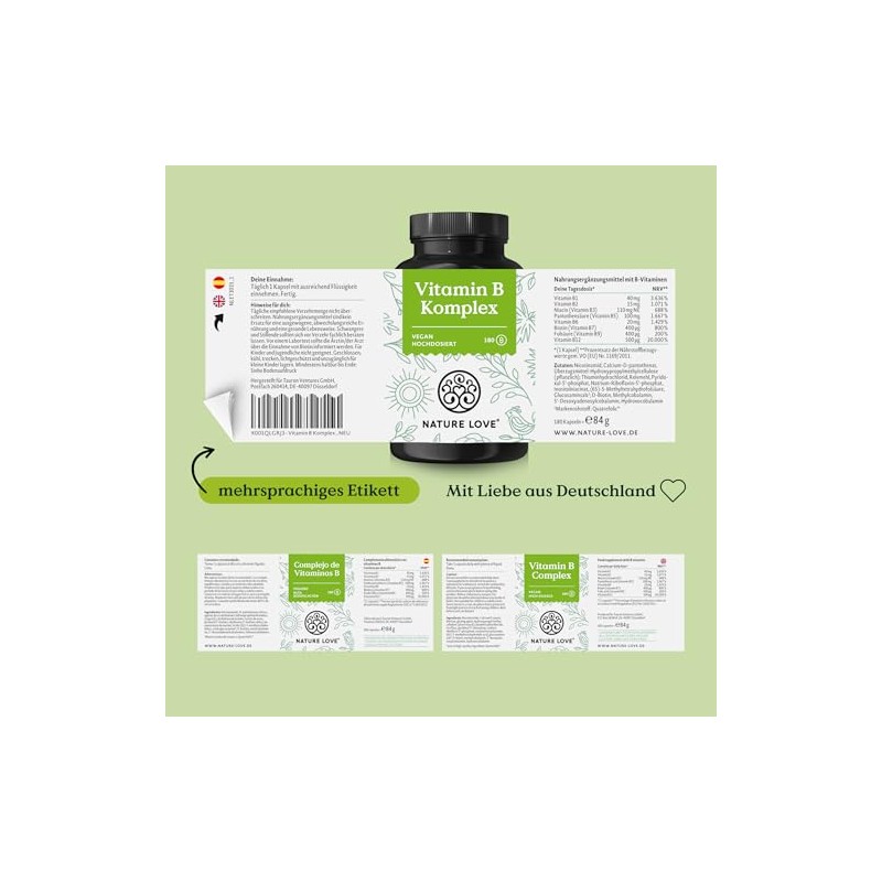 Nature Love® Vitamin B Complex Forte - 180 Capsules (6