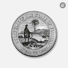 Unbranded Florida Retro USA Seal | 4'' X 4'' Round Decorative Magnet
