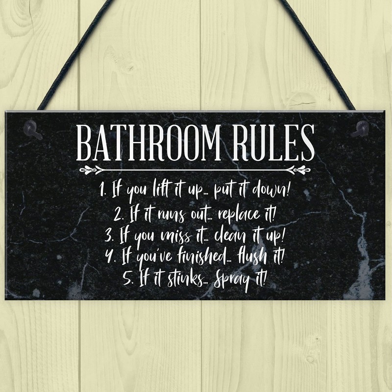 RED OCEAN Bathroom Rules Marble Theme Home Decor Bathroom Toilet