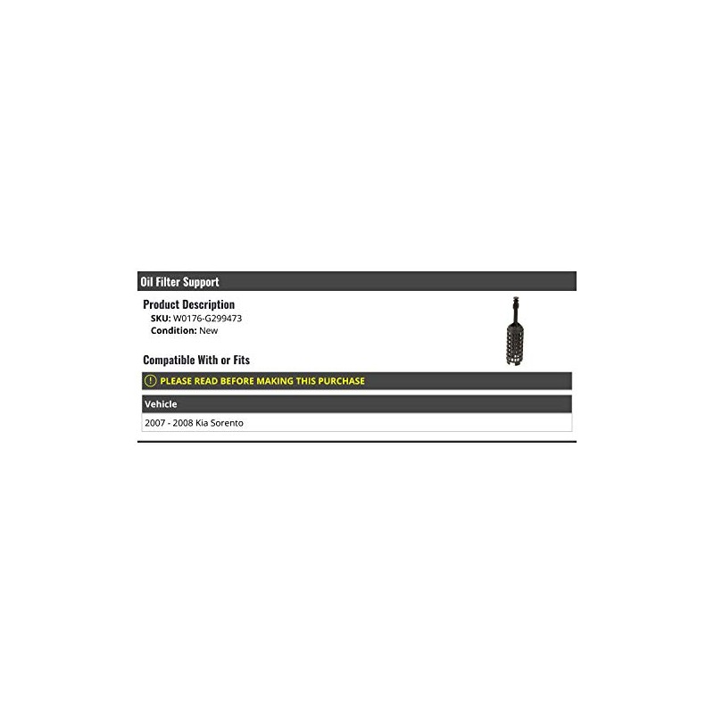 Oil Filter Support - Compatible with 2007-2008 Kia Sorento