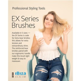 Ibiza Hair Round Boar Bristle Brush (EX1-32mm) | Lightweight with Reinforced Bristles & Cork Handle | Ideal for Pixies, Hairlines & Necklines | Adds Texture for Short to Medium Styles
