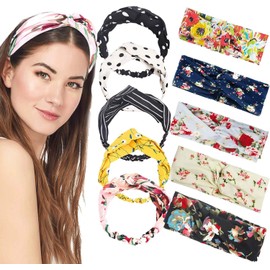 Headband Women Vintage Flower Headband Printed Head Scarf Elastic Hairband，Bandana Boho Hairbands Hair Accessories，10Pcs