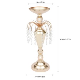 10PCS Metal Wedding Flower Vase,17.7 Inches Tall,Gold Flower Arrangement Vases,with Crystal Beads,Wedding Table Centerpiece,for Event,Wedding Party