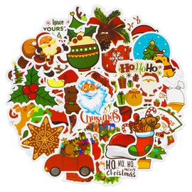 Christmas Stickers, 50pcs Christmas Lables Gift Sticker, Xmas Decorations Stickers as for Kids, Friends Including Christmas Tree, Snowflake, Santa Claus, elk, Decoration and Other Elements Y3SD50 (B)
