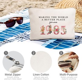 40th Birthday Gift for Her, Makeup Bag for Women, Wife, Sister, Bestie, 40th Birthday Gifts, Mothers Day Gifts, 40 Years Old Gift Ideas, Born in 1985 Gift, Funny 40th Cosmetic Travel Bag (Year 1985)