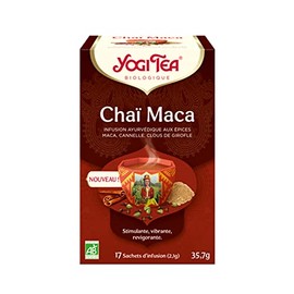 YOGI TEA Organic Chai Teabags 17 Sachets, Spicy Maca Flavor, Caffeine Free, Specialty Tea, Keep Dry, 17.0 count