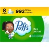 Puffs Plus Lotion Facial Tissues, 8 Family Boxes, 124 124