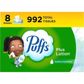 Puffs Plus Lotion Facial Tissues, 8 Family Boxes, 124 124 Count (Pack of 8) 