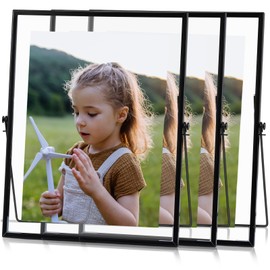 Amyhill 3 Set Black Floating Picture Frame 12x10 Inch for Picture Sizes 8x10, 7x9, 6x8, 5x7, Vertical Tabletop Display Metal Floating Frame Classy Gift for Wedding Birthday Christmas Home Office Decor