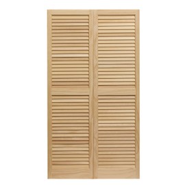 LTL Home Products SHL39 Exterior Solid Wood Louvered Window Shutters, 15" x 39", Unfinished Pine