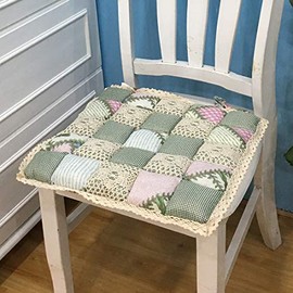 Vctops - Cojín para silla con lazos de encaje antideslizante para casa de campo, estampado floral, para cocina, comedor, cojín (310, 40,6 x 40,6 cm)