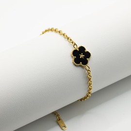 KEYUN Gold Bracelets for Women 18K Gold Plated Clover Bracelet Fashion Jewelry for Women Trendy Link Bracelet, One Piece, Titanium, no gemstone