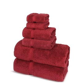 Chakir Turkish Linens Luxury Spa and Hotel Quality Premium Turkish Cotton 6-Piece Towel Set (2 x Bath Towels, 2 x Hand Towels, 2 x Washcloths) (Cranberry)