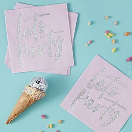 Ginger Ray Pink Iridescent Foiled Lets Party Birthday Party Napkins 16 Pack