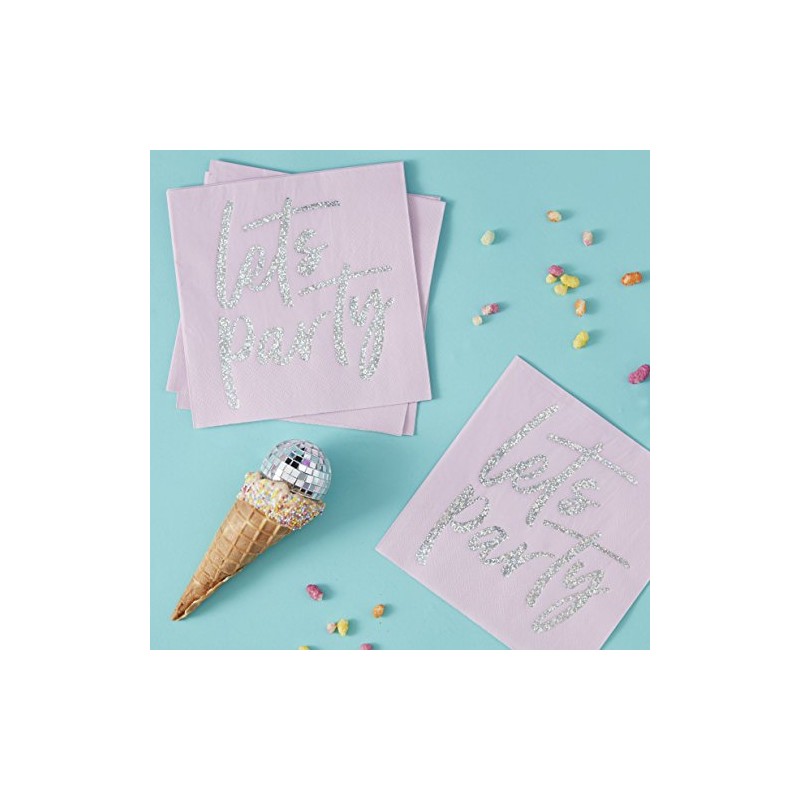 Ginger Ray Pink Iridescent Foiled Lets Party Birthday Party Napkins