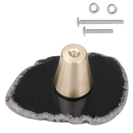 KYEYGWO Pack of 4 Black Irregular Agate Discs Furniture Knobs with Screw, Brass Drawer Knobs, Decoration Dresser Knobs, Cupboard Knobs, Wardrobe Pull Handle