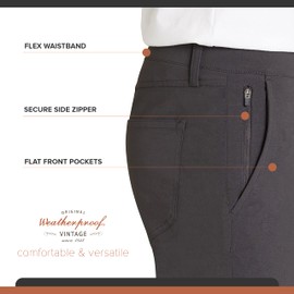 Weatherproof Vintage Men's Regular Fit Excursion Pants - Ultra Stretch Casual Flat Front Chino, Size 34W x 34L, Charcoal